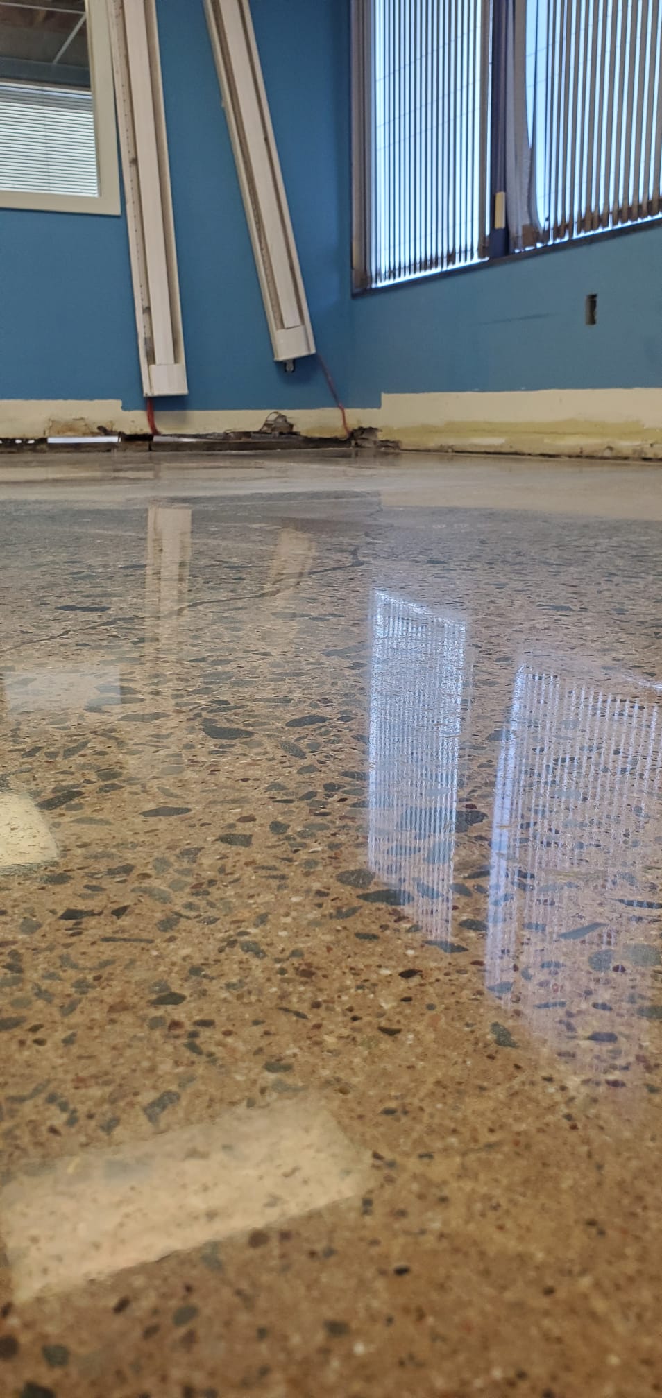 Premium polished concrete floor with a mirror-like finish in a Halifax residence